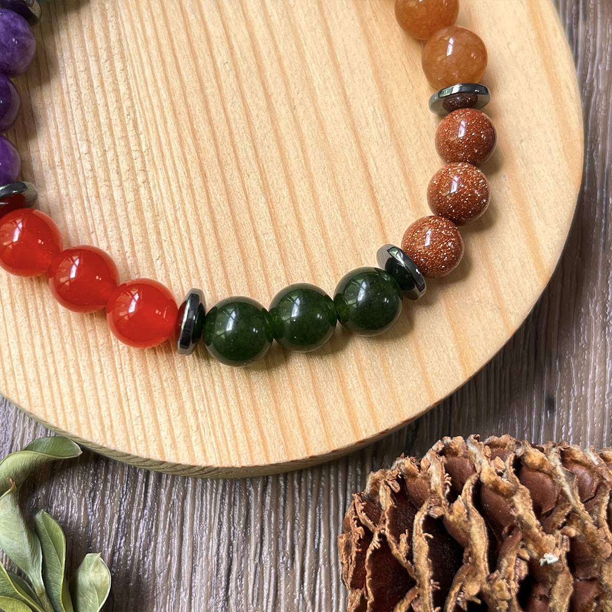 Chakra Bracelet for Aura Protection, Natural Tiger's Eye